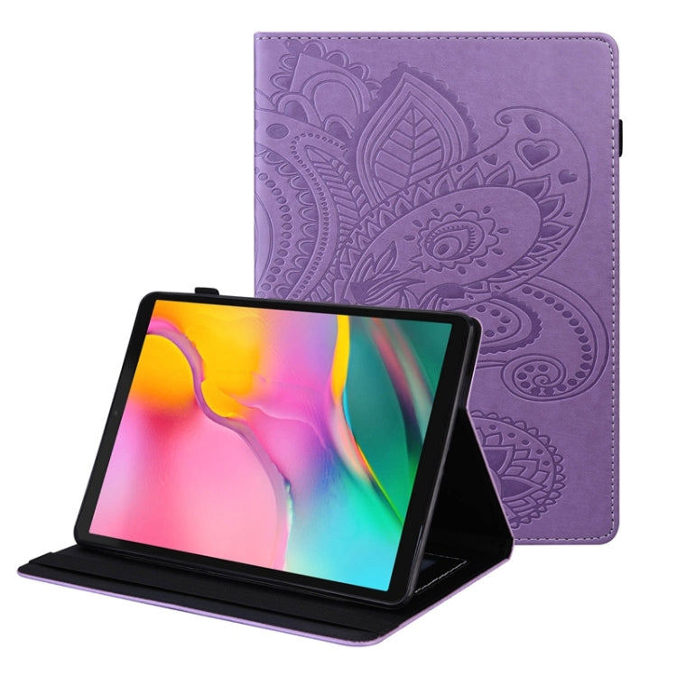 For Samsung Galaxy Tab A 10.1 2019 T510 / T515 Peacock Tail Embossing Pattern Horizontal Flip Leather Case with Holder & Card Slots & Wallet & Anti Skid Strip