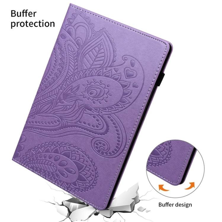 For Samsung Galaxy Tab A 10.1 2019 T510 / T515 Peacock Tail Embossing Pattern Horizontal Flip Leather Case with Holder & Card Slots & Wallet & Anti Skid Strip