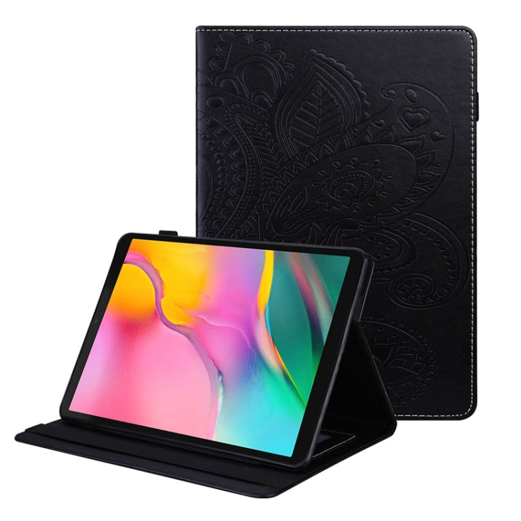 For Samsung Galaxy Tab A 10.1 2019 T510 / T515 Peacock Tail Embossing Pattern Horizontal Flip Leather Case with Holder & Card Slots & Wallet & Anti Skid Strip