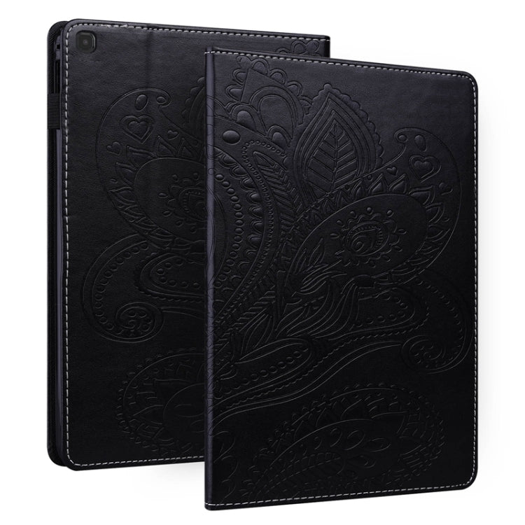 For Samsung Galaxy Tab A 10.1 2019 T510 / T515 Peacock Tail Embossing Pattern Horizontal Flip Leather Case with Holder & Card Slots & Wallet & Anti Skid Strip