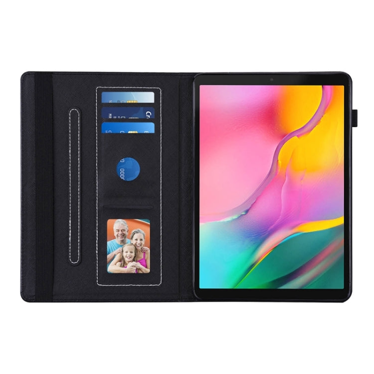 For Samsung Galaxy Tab A 10.1 2019 T510 / T515 Peacock Tail Embossing Pattern Horizontal Flip Leather Case with Holder & Card Slots & Wallet & Anti Skid Strip