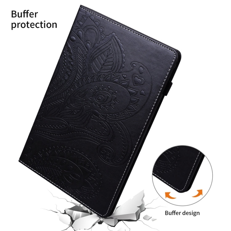 For Samsung Galaxy Tab A 10.1 2019 T510 / T515 Peacock Tail Embossing Pattern Horizontal Flip Leather Case with Holder & Card Slots & Wallet & Anti Skid Strip
