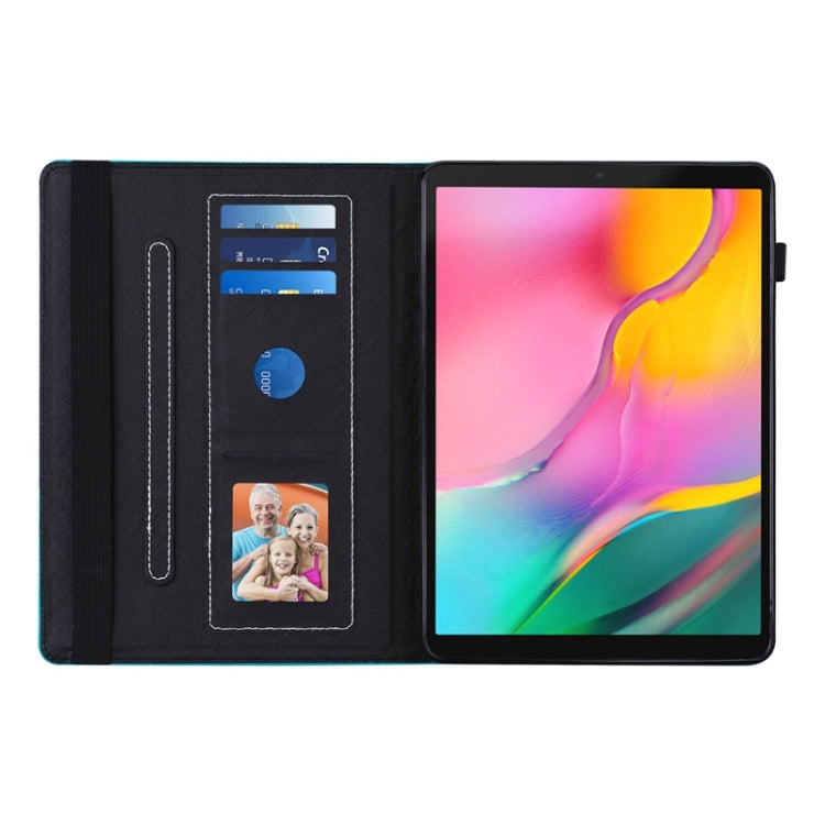 For Samsung Galaxy Tab A 10.1 2019 T510 / T515 Peacock Tail Embossing Pattern Horizontal Flip Leather Case with Holder & Card Slots & Wallet & Anti Skid Strip