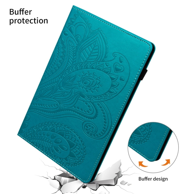 For Samsung Galaxy Tab A 10.1 2019 T510 / T515 Peacock Tail Embossing Pattern Horizontal Flip Leather Case with Holder & Card Slots & Wallet & Anti Skid Strip