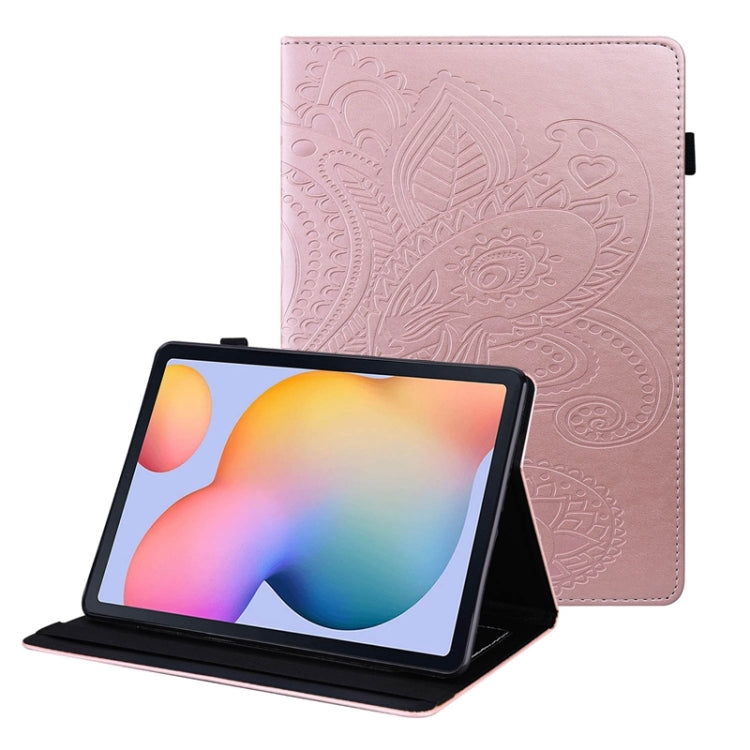 For Samsung Galaxy Tab S6 Lite P610 Peacock Tail Embossing Pattern Horizontal Flip Leather Case with Holder & Card Slots & Wallet & Anti Skid Strip