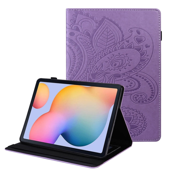 For Samsung Galaxy Tab S6 Lite P610 Peacock Tail Embossing Pattern Horizontal Flip Leather Case with Holder & Card Slots & Wallet & Anti Skid Strip