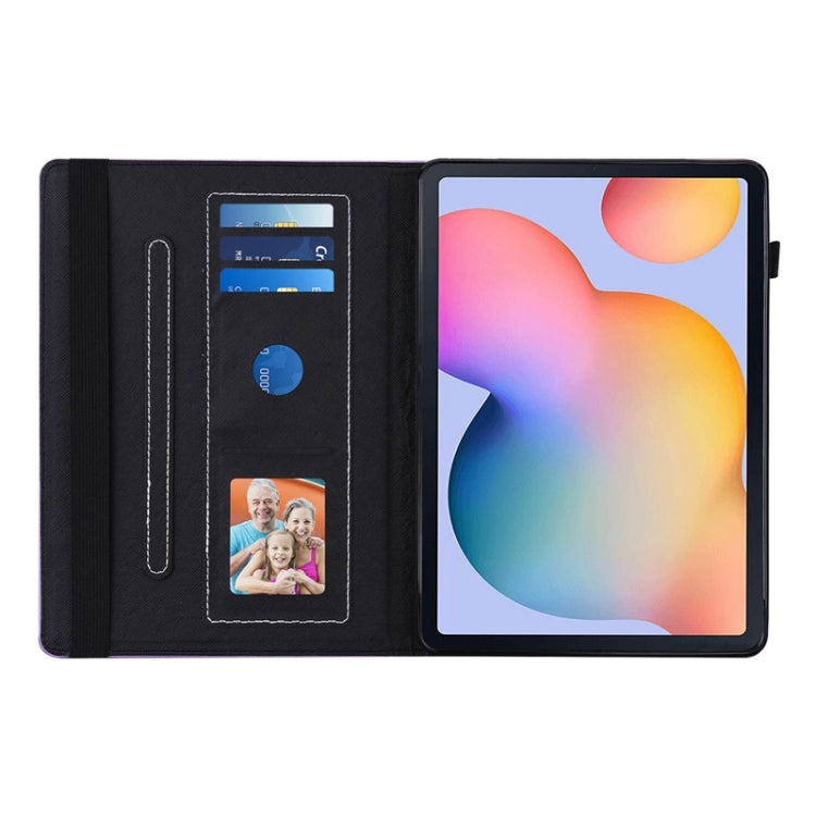 For Samsung Galaxy Tab S6 Lite P610 Peacock Tail Embossing Pattern Horizontal Flip Leather Case with Holder & Card Slots & Wallet & Anti Skid Strip