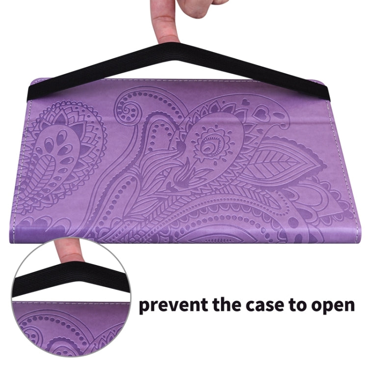 For Samsung Galaxy Tab S6 Lite P610 Peacock Tail Embossing Pattern Horizontal Flip Leather Case with Holder & Card Slots & Wallet & Anti Skid Strip