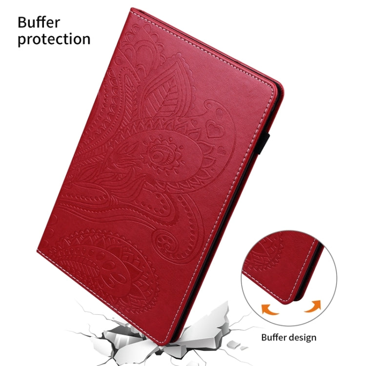 For Samsung Galaxy Tab S6 Lite P610 Peacock Tail Embossing Pattern Horizontal Flip Leather Case with Holder & Card Slots & Wallet & Anti Skid Strip
