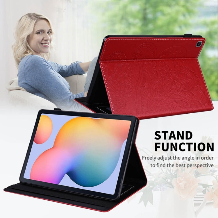 For Samsung Galaxy Tab S6 Lite P610 Peacock Tail Embossing Pattern Horizontal Flip Leather Case with Holder & Card Slots & Wallet & Anti Skid Strip