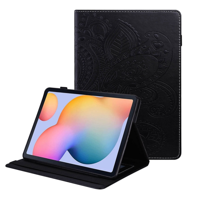 For Samsung Galaxy Tab S6 Lite P610 Peacock Tail Embossing Pattern Horizontal Flip Leather Case with Holder & Card Slots & Wallet & Anti Skid Strip