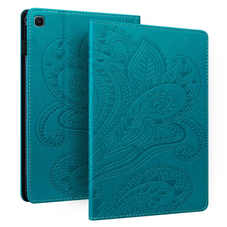 For Samsung Galaxy Tab S6 Lite P610 Peacock Tail Embossing Pattern Horizontal Flip Leather Case with Holder & Card Slots & Wallet & Anti Skid Strip
