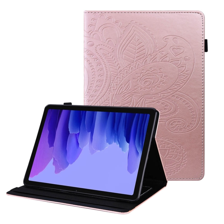 For Samsung Galaxy Tab A7 10.4 2020 T500 Peacock Tail Embossing Pattern Horizontal Flip Leather Case with Holder & Card Slots & Wallet & Anti Skid Strip