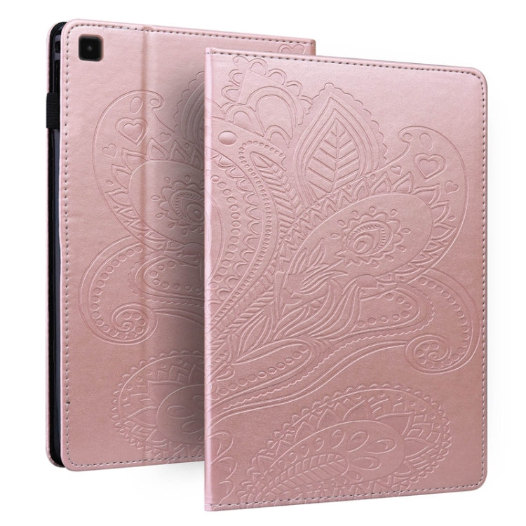 For Samsung Galaxy Tab A7 10.4 2020 T500 Peacock Tail Embossing Pattern Horizontal Flip Leather Case with Holder & Card Slots & Wallet & Anti Skid Strip