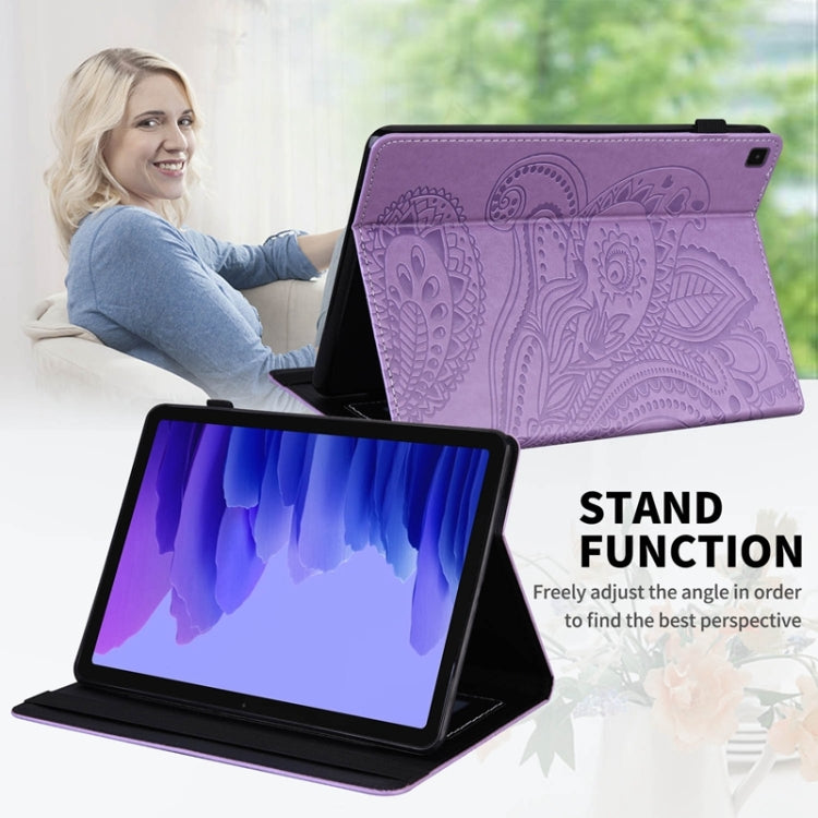For Samsung Galaxy Tab A7 10.4 2020 T500 Peacock Tail Embossing Pattern Horizontal Flip Leather Case with Holder & Card Slots & Wallet & Anti Skid Strip