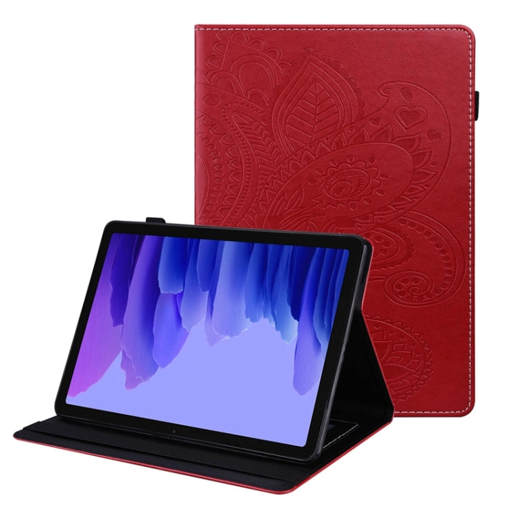 For Samsung Galaxy Tab A7 10.4 2020 T500 Peacock Tail Embossing Pattern Horizontal Flip Leather Case with Holder & Card Slots & Wallet & Anti Skid Strip