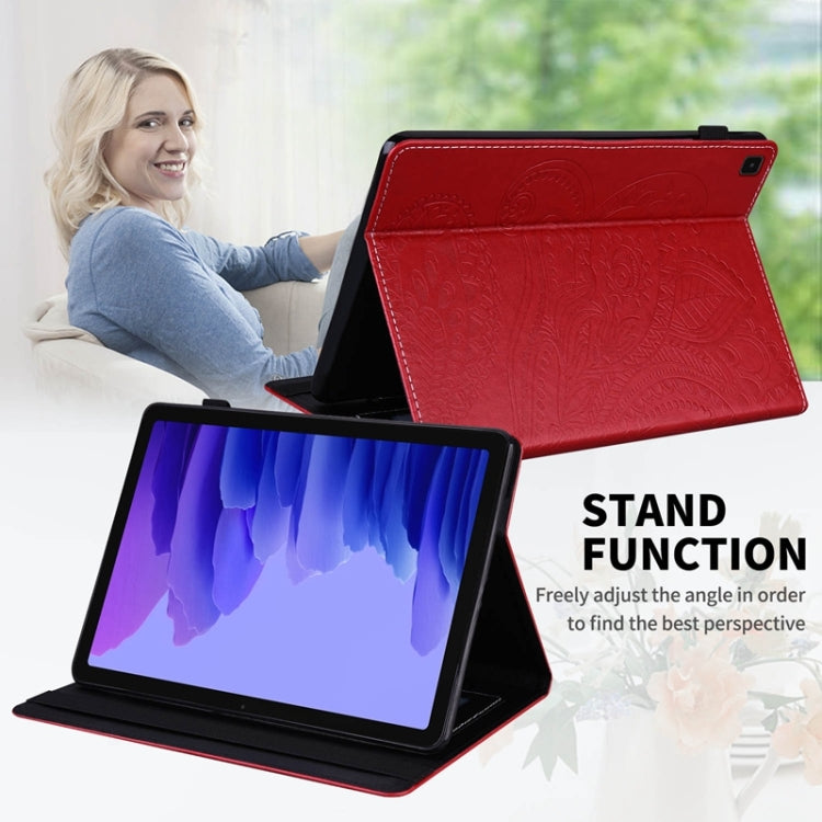 For Samsung Galaxy Tab A7 10.4 2020 T500 Peacock Tail Embossing Pattern Horizontal Flip Leather Case with Holder & Card Slots & Wallet & Anti Skid Strip
