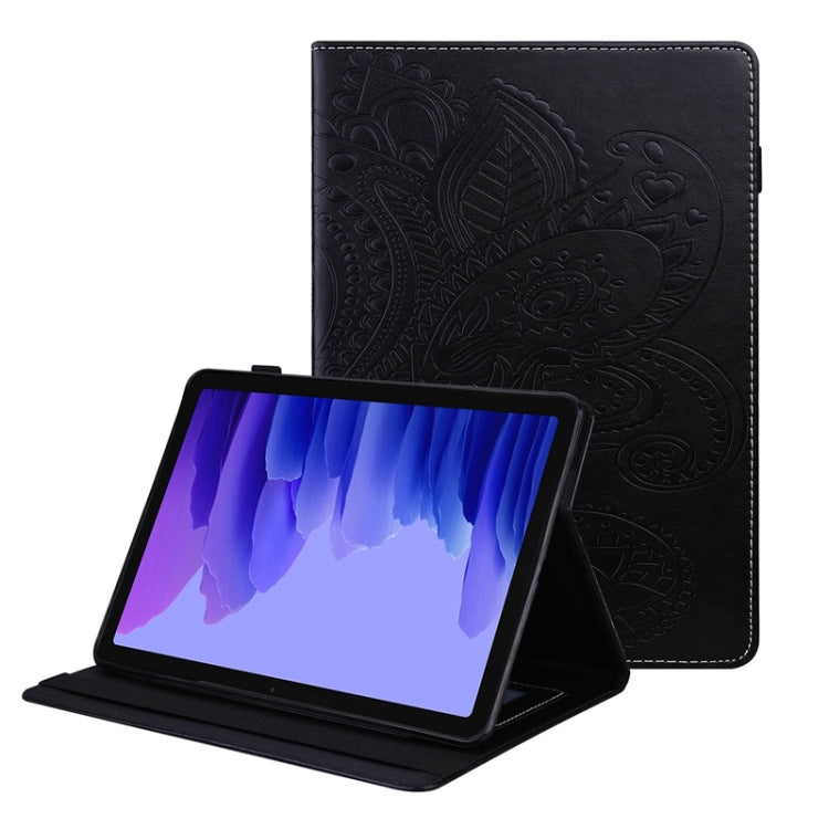 For Samsung Galaxy Tab A7 10.4 2020 T500 Peacock Tail Embossing Pattern Horizontal Flip Leather Case with Holder & Card Slots & Wallet & Anti Skid Strip