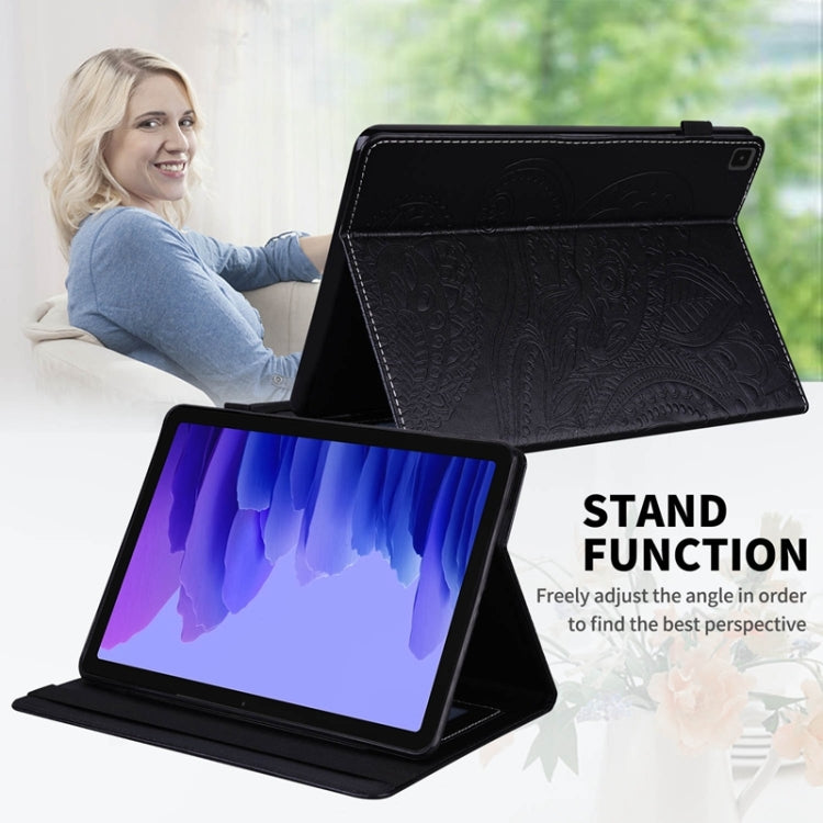 For Samsung Galaxy Tab A7 10.4 2020 T500 Peacock Tail Embossing Pattern Horizontal Flip Leather Case with Holder & Card Slots & Wallet & Anti Skid Strip