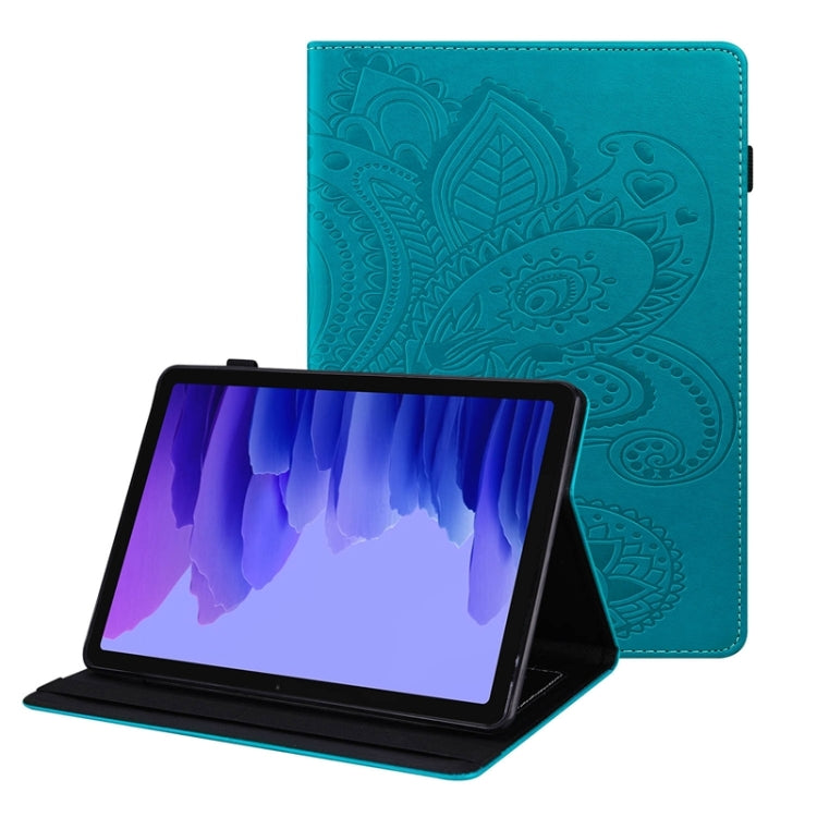 For Samsung Galaxy Tab A7 10.4 2020 T500 Peacock Tail Embossing Pattern Horizontal Flip Leather Case with Holder & Card Slots & Wallet & Anti Skid Strip
