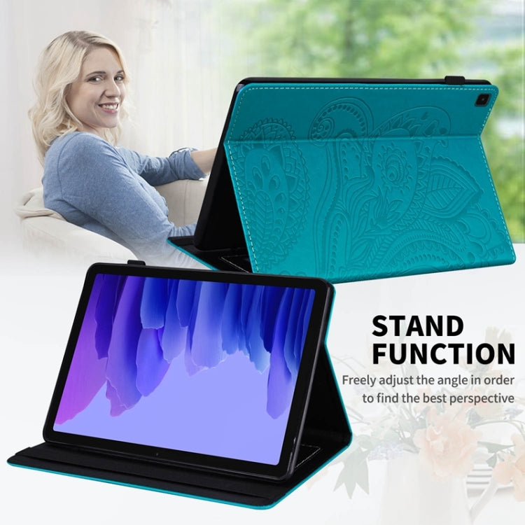 For Samsung Galaxy Tab A7 10.4 2020 T500 Peacock Tail Embossing Pattern Horizontal Flip Leather Case with Holder & Card Slots & Wallet & Anti Skid Strip