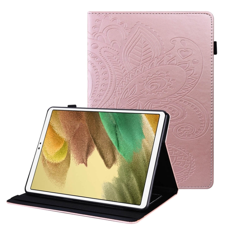 For Samsung Galaxy Tab A7 Lite Peacock Tail Embossing Pattern Horizontal Flip Leather Case with Holder & Card Slots & Wallet & Anti Skid Strip