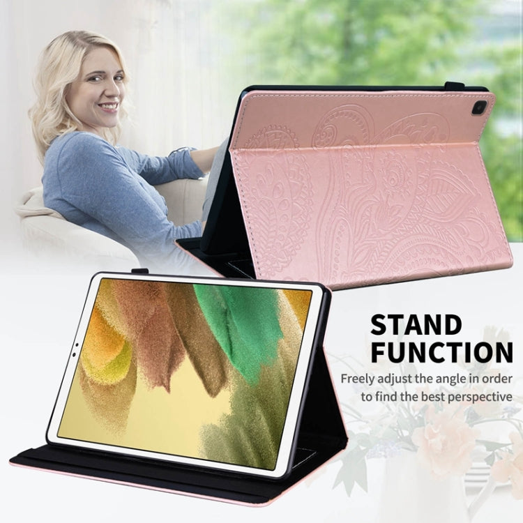For Samsung Galaxy Tab A7 Lite Peacock Tail Embossing Pattern Horizontal Flip Leather Case with Holder & Card Slots & Wallet & Anti Skid Strip