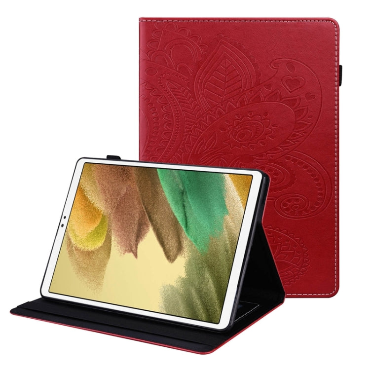 For Samsung Galaxy Tab A7 Lite Peacock Tail Embossing Pattern Horizontal Flip Leather Case with Holder & Card Slots & Wallet & Anti Skid Strip