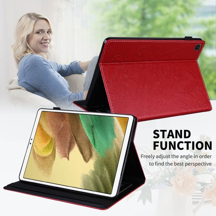 For Samsung Galaxy Tab A7 Lite Peacock Tail Embossing Pattern Horizontal Flip Leather Case with Holder & Card Slots & Wallet & Anti Skid Strip