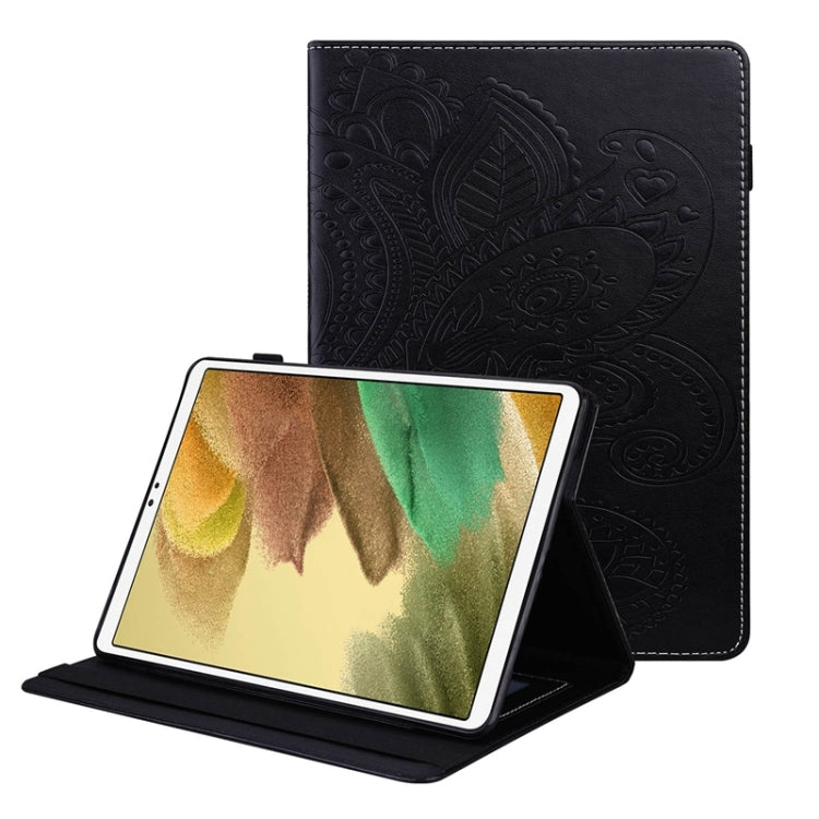 For Samsung Galaxy Tab A7 Lite Peacock Tail Embossing Pattern Horizontal Flip Leather Case with Holder & Card Slots & Wallet & Anti Skid Strip