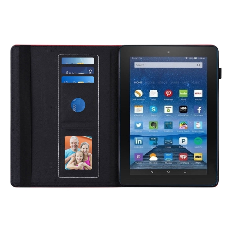 For Amazon Kindle Fire 7 2019/2017/2015 Peacock Tail Embossing Pattern Horizontal Flip Leather Case with Holder & Card Slots & Wallet & Anti Skid Strip