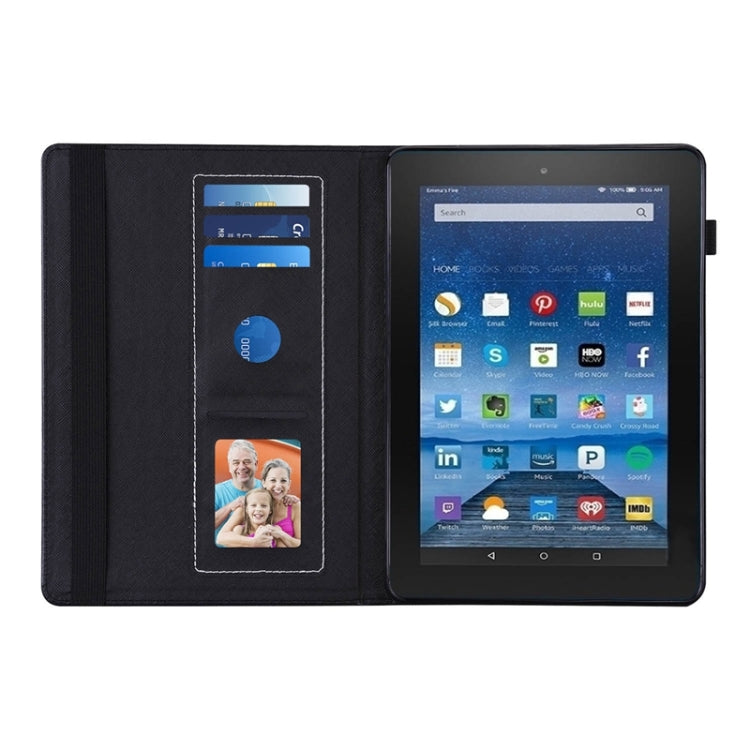 For Amazon Kindle Fire 7 2019/2017/2015 Peacock Tail Embossing Pattern Horizontal Flip Leather Case with Holder & Card Slots & Wallet & Anti Skid Strip