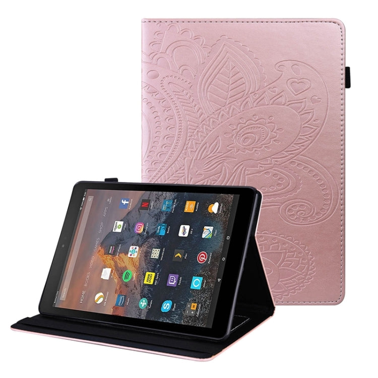 For Amazon Kindle Fire HD10 2019/2017/2015 Peacock Tail Embossing Pattern Horizontal Flip Leather Case with Holder & Card Slots & Wallet & Anti Skid Strip