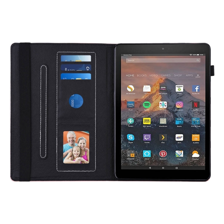 For Amazon Kindle Fire HD10 2019/2017/2015 Peacock Tail Embossing Pattern Horizontal Flip Leather Case with Holder & Card Slots & Wallet & Anti Skid Strip