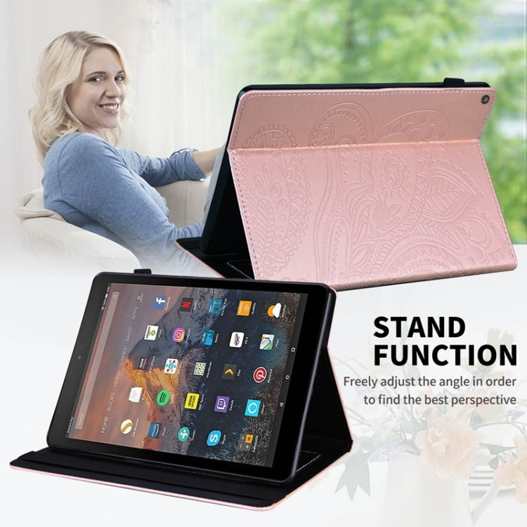 For Amazon Kindle Fire HD10 2019/2017/2015 Peacock Tail Embossing Pattern Horizontal Flip Leather Case with Holder & Card Slots & Wallet & Anti Skid Strip