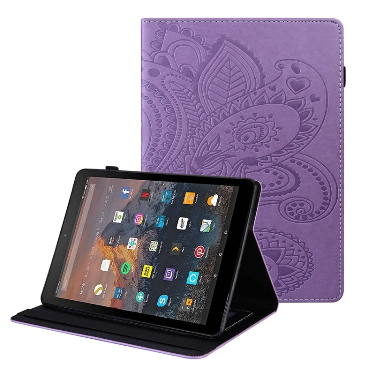 For Amazon Kindle Fire HD10 2019/2017/2015 Peacock Tail Embossing Pattern Horizontal Flip Leather Case with Holder & Card Slots & Wallet & Anti Skid Strip