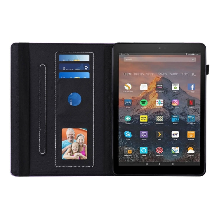 For Amazon Kindle Fire HD10 2019/2017/2015 Peacock Tail Embossing Pattern Horizontal Flip Leather Case with Holder & Card Slots & Wallet & Anti Skid Strip