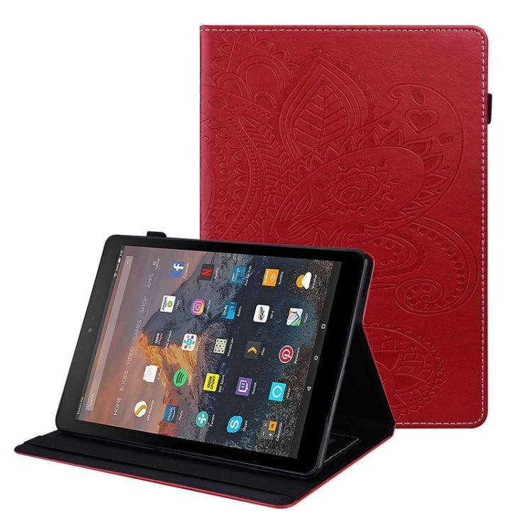 For Amazon Kindle Fire HD10 2019/2017/2015 Peacock Tail Embossing Pattern Horizontal Flip Leather Case with Holder & Card Slots & Wallet & Anti Skid Strip