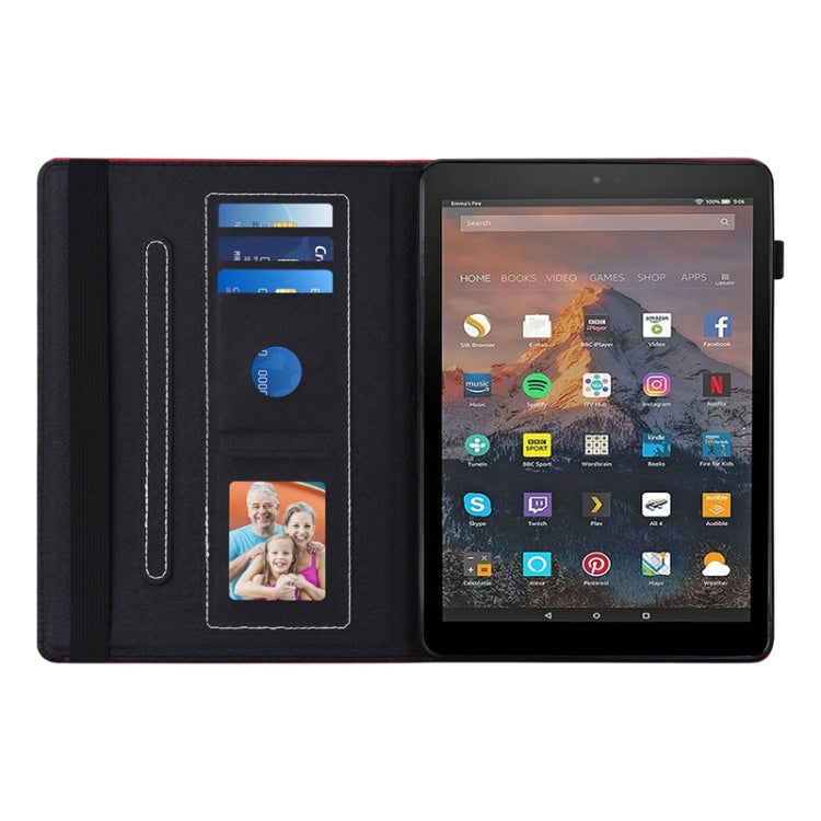 For Amazon Kindle Fire HD10 2019/2017/2015 Peacock Tail Embossing Pattern Horizontal Flip Leather Case with Holder & Card Slots & Wallet & Anti Skid Strip