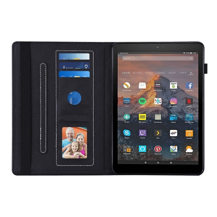 For Amazon Kindle Fire HD10 2019/2017/2015 Peacock Tail Embossing Pattern Horizontal Flip Leather Case with Holder & Card Slots & Wallet & Anti Skid Strip