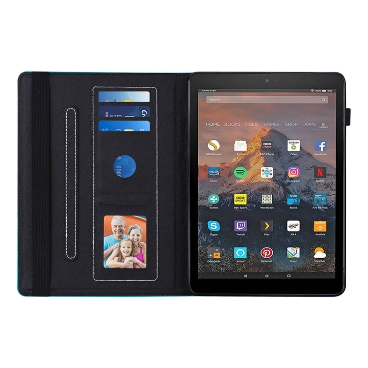 For Amazon Kindle Fire HD10 2019/2017/2015 Peacock Tail Embossing Pattern Horizontal Flip Leather Case with Holder & Card Slots & Wallet & Anti Skid Strip