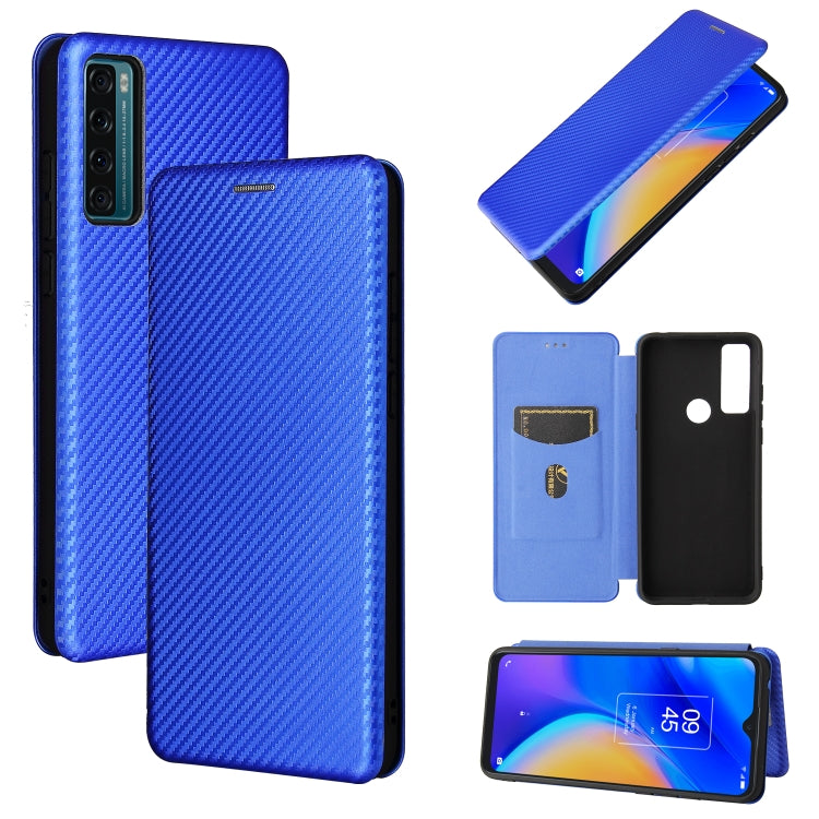 For TCL 20 SE Carbon Fiber Texture Horizontal Flip TPU + PC + PU Leather Case with Card Slot