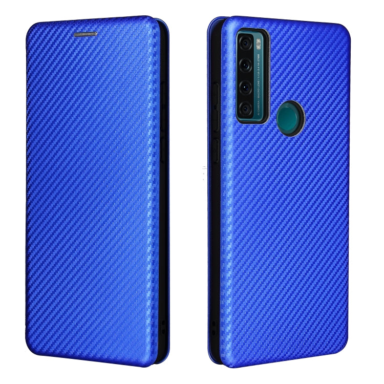 For TCL 20 SE Carbon Fiber Texture Horizontal Flip TPU + PC + PU Leather Case with Card Slot