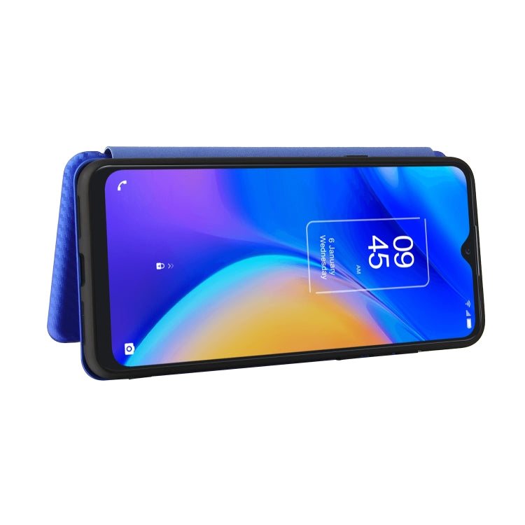 For TCL 20 SE Carbon Fiber Texture Horizontal Flip TPU + PC + PU Leather Case with Card Slot