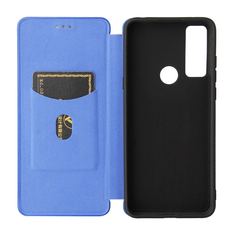 For TCL 20 SE Carbon Fiber Texture Horizontal Flip TPU + PC + PU Leather Case with Card Slot