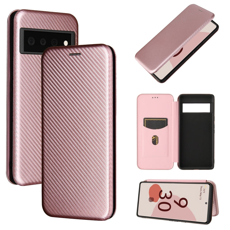 For Google Pixel 6 Pro Carbon Fiber Texture Horizontal Flip TPU + PC + PU Leather Case with Card Slot
