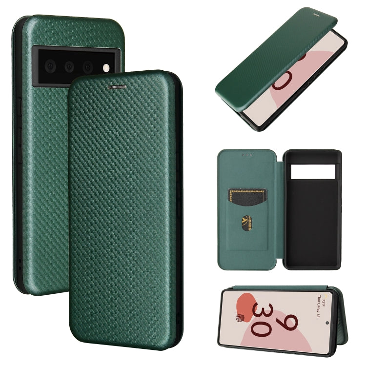 For Google Pixel 6 Pro Carbon Fiber Texture Horizontal Flip TPU + PC + PU Leather Case with Card Slot