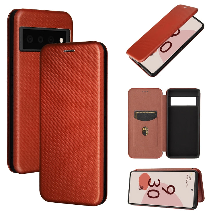 For Google Pixel 6 Pro Carbon Fiber Texture Horizontal Flip TPU + PC + PU Leather Case with Card Slot