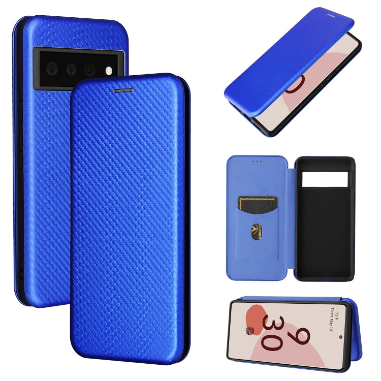 For Google Pixel 6 Pro Carbon Fiber Texture Horizontal Flip TPU + PC + PU Leather Case with Card Slot