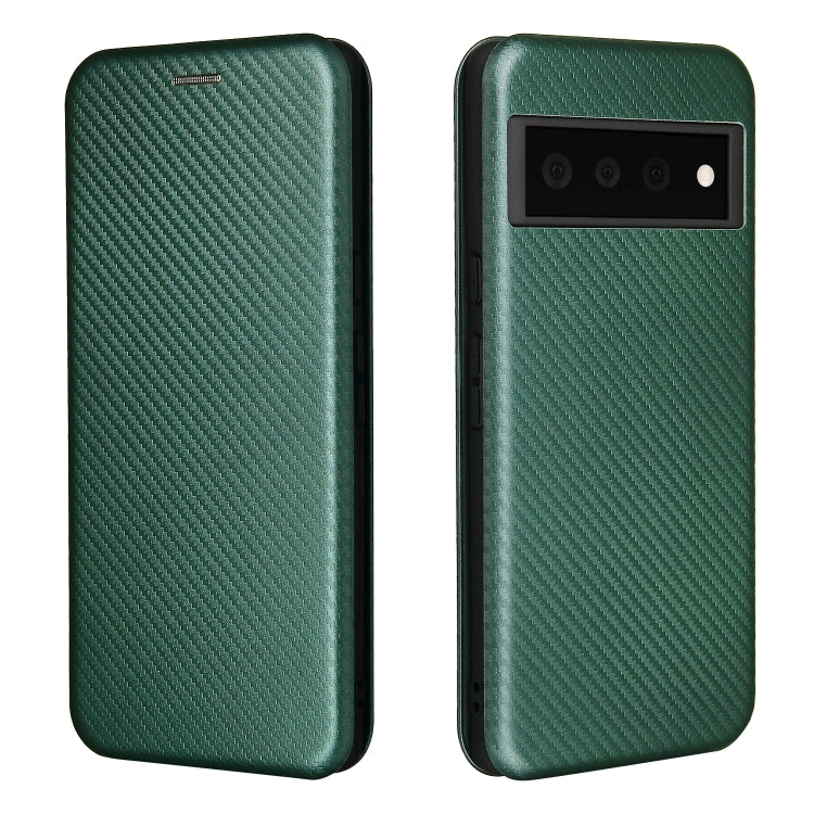 For Google Pixel 6 Pro Carbon Fiber Texture Horizontal Flip TPU + PC + PU Leather Case with Card Slot